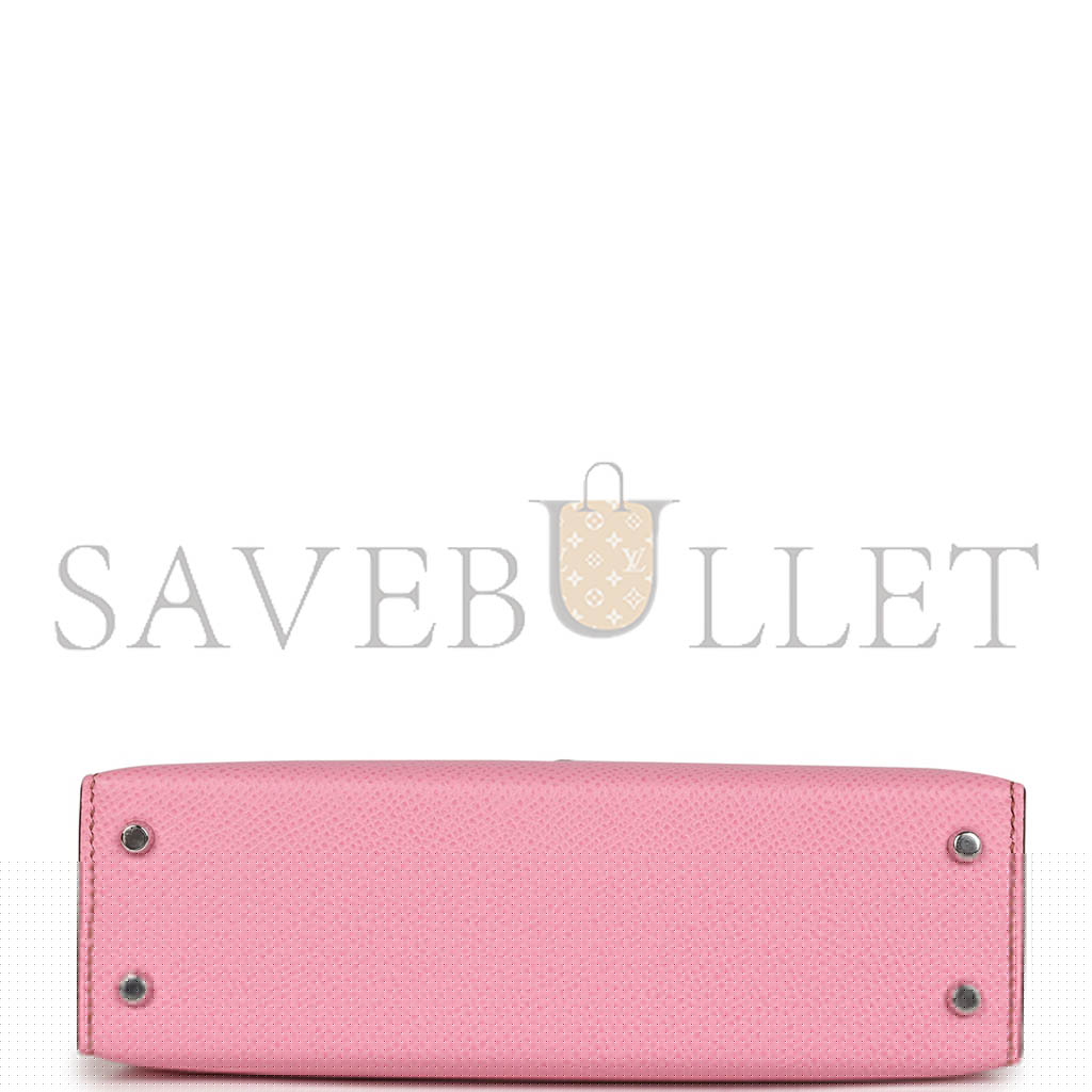 HERMÈS MINI KELLY II BUBBLEGUM WITH PALLADIUM HARDWARE (19*12*5.5cm)